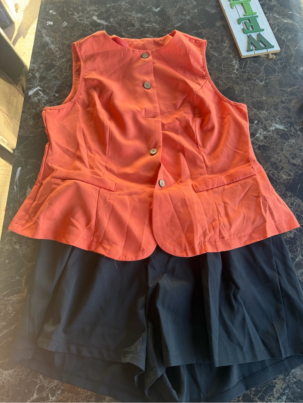 SHEIN Orange Sleeveless Peplum set
